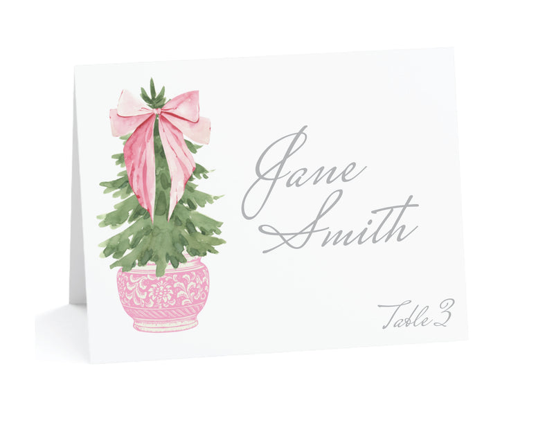 Carnation Christmas Tree Place Cards