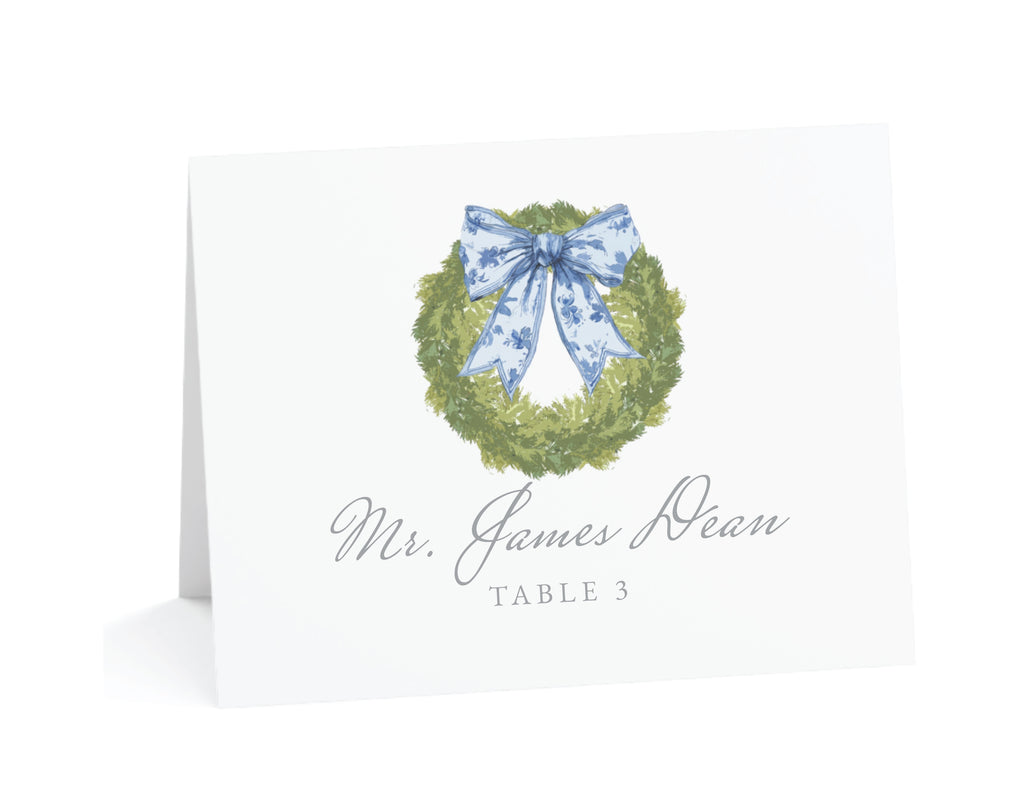 Chinoiserie Cypress Wreath Place Cards