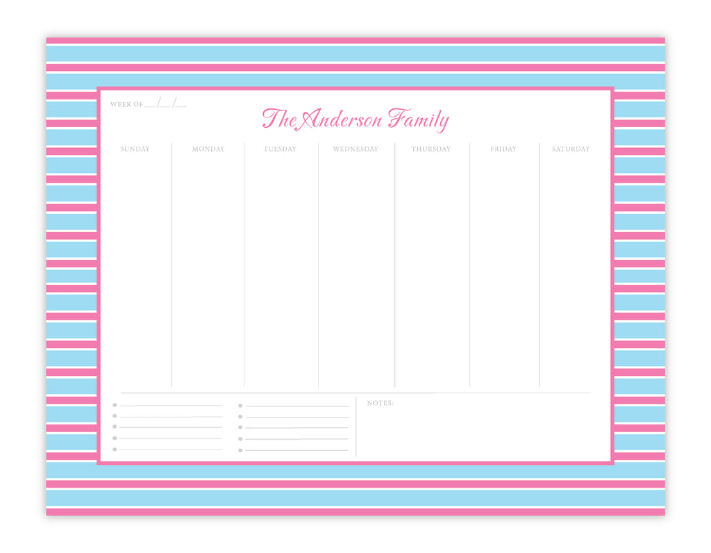 Powder Blue & Carnation Weekly Planner