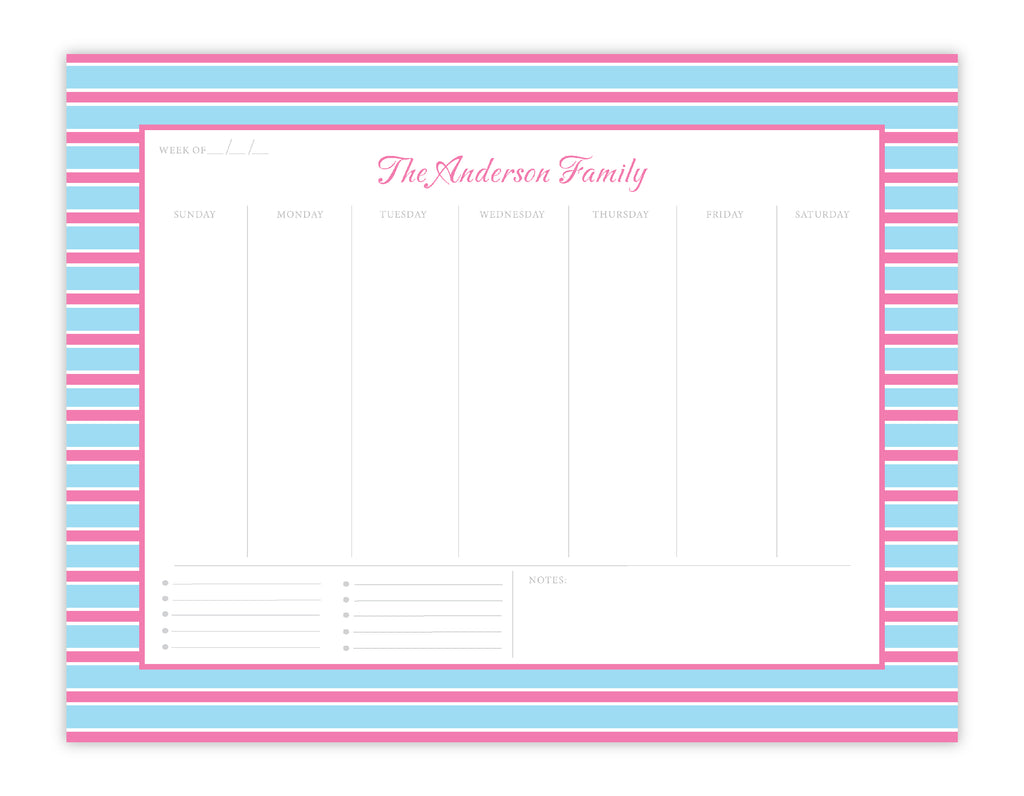 Powder Blue & Carnation Weekly Planner