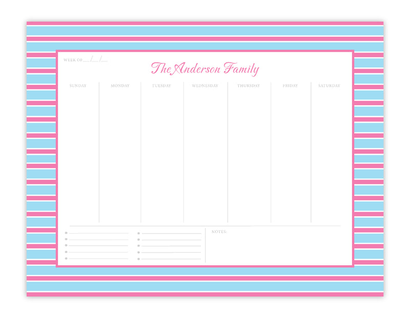 Powder Blue & Carnation Weekly Planner