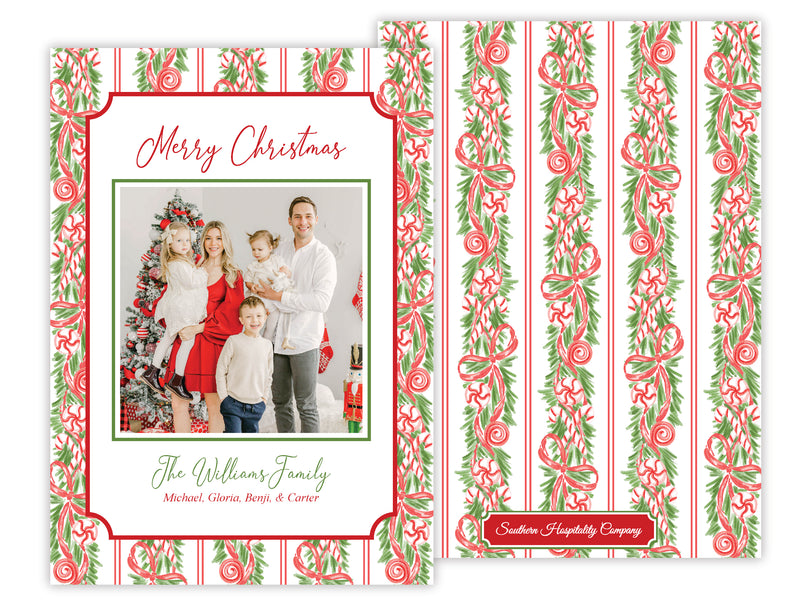 Holiday Card: Preppy Peppermints Red