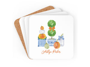 Pumpkin Topiary Cork Coasters