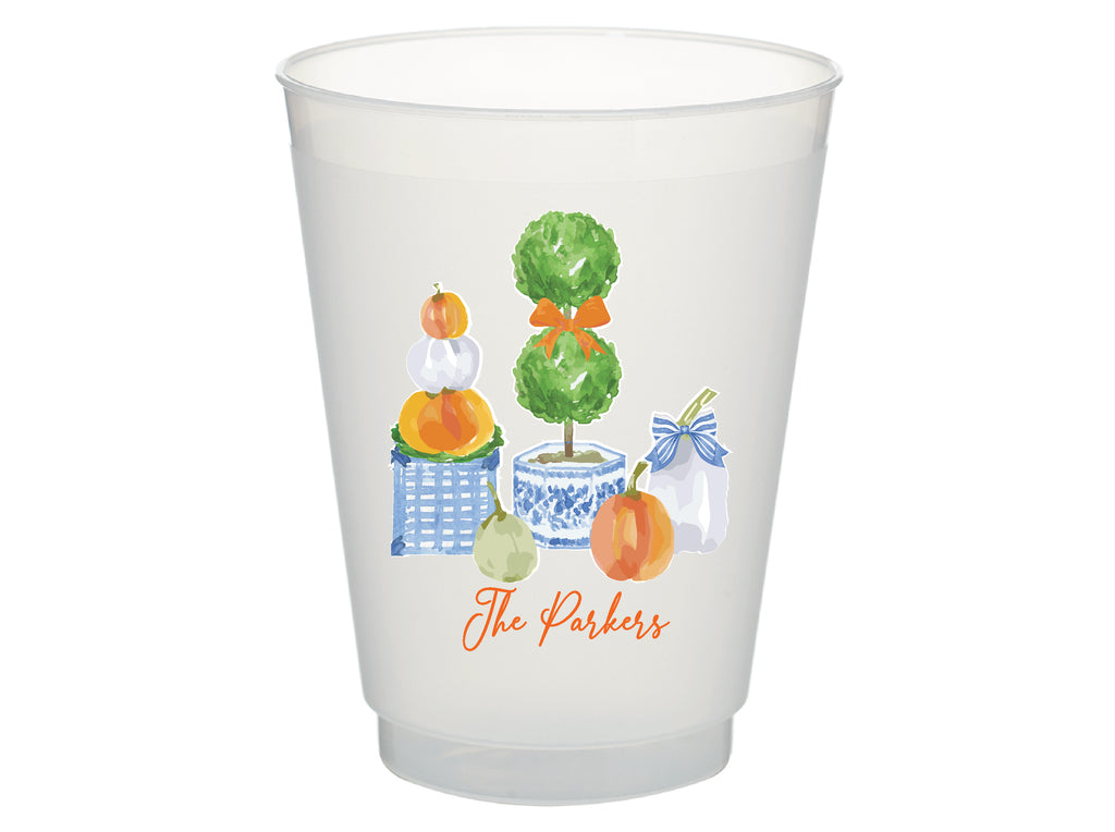Pumpkin Topiary Personalized Frosted Cups