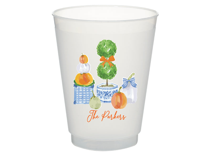 Pumpkin Topiary Personalized Frosted Cups