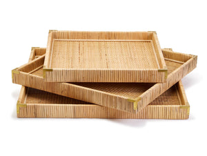 Natural Rattan Square Tray, 3 Size Options