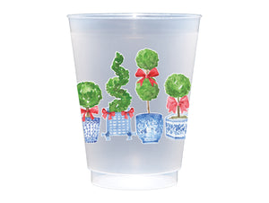 Red Topiary Frosted Cups, Set of 10