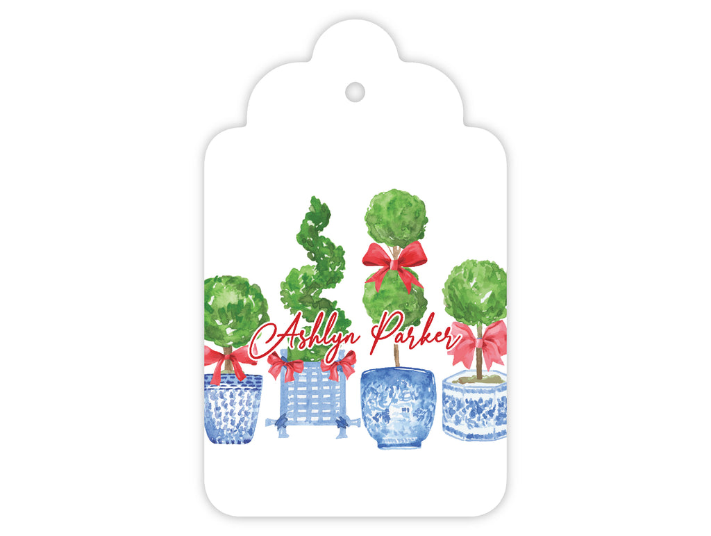 Red Topiary Gift Tags, Set of 20