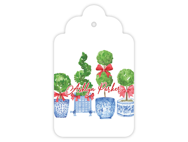Red Topiary Gift Tags, Set of 20