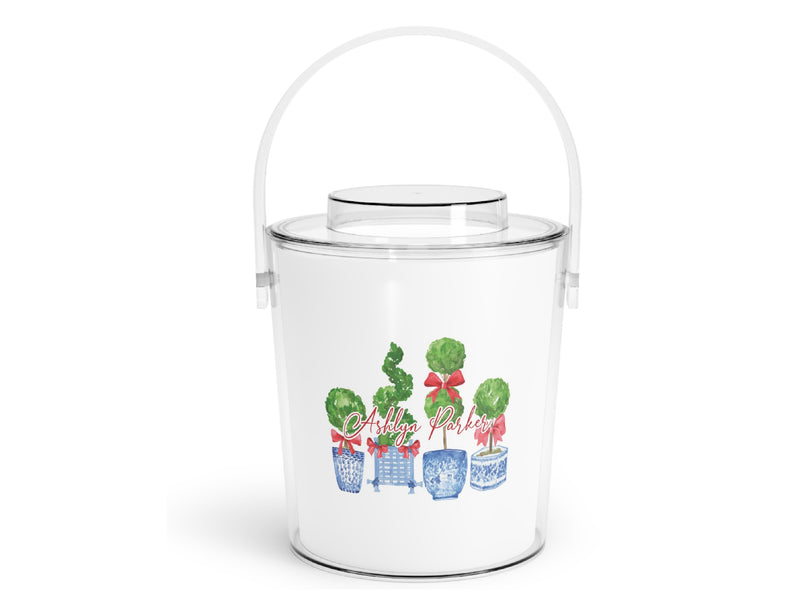 Red Topiary Acrylic Ice Bucket