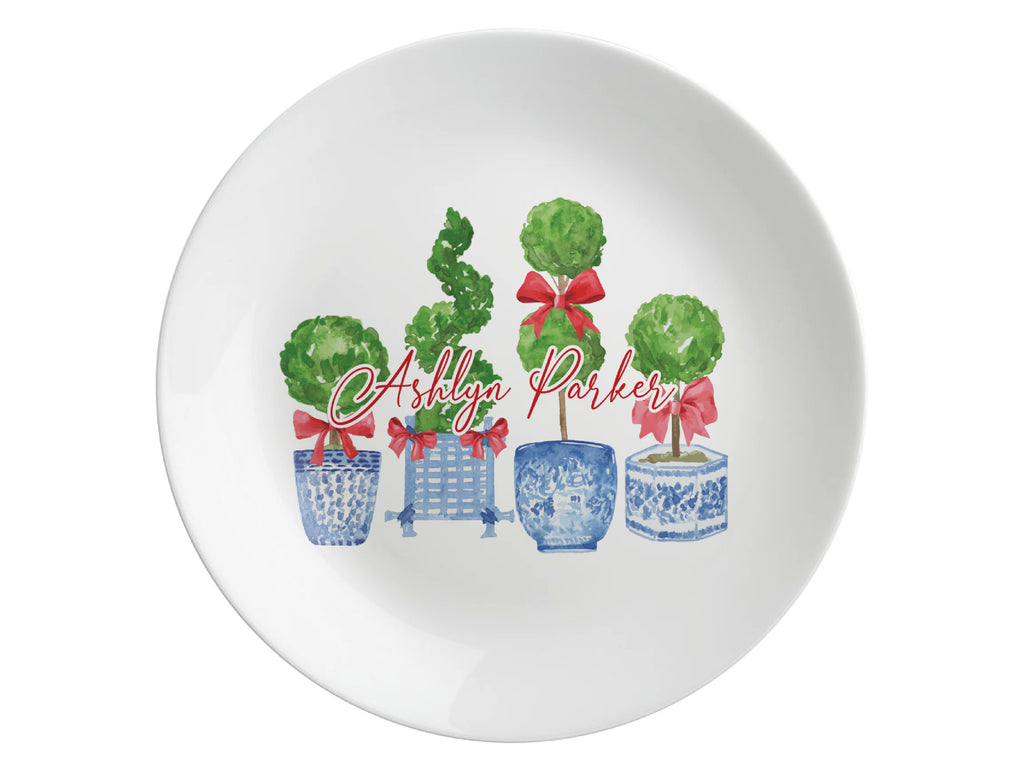 Red Topiary Shatterproof Plate