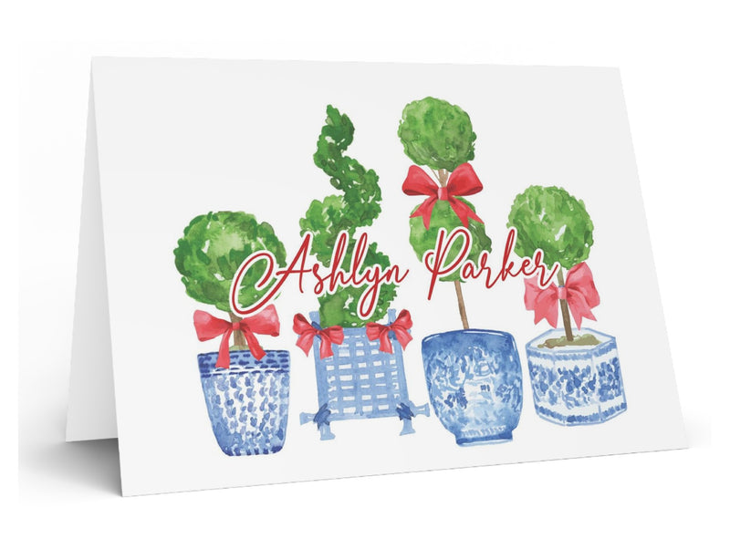 Red Topiary Fold-Over Stationery