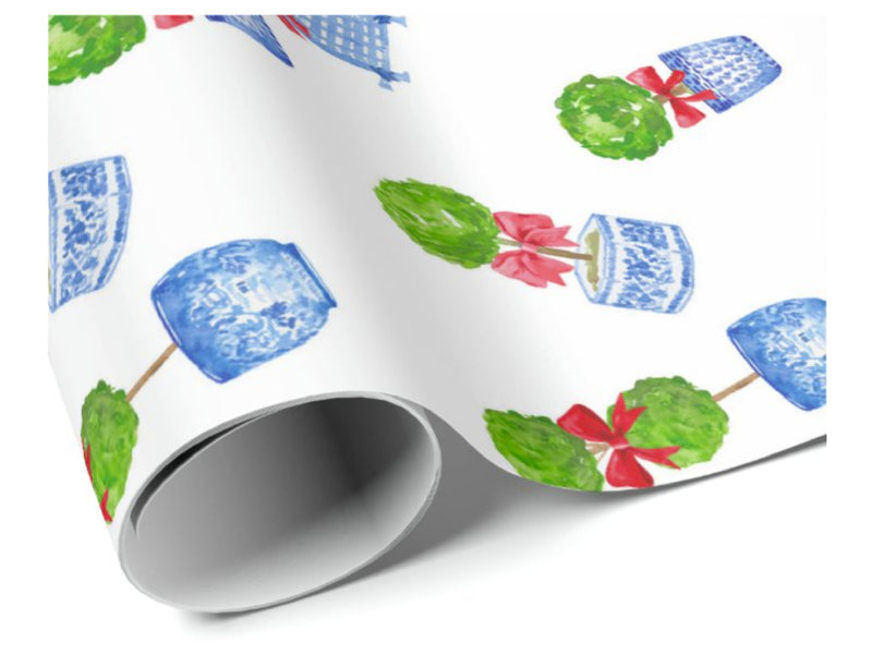 Red Topiary Gift Wrap Roll