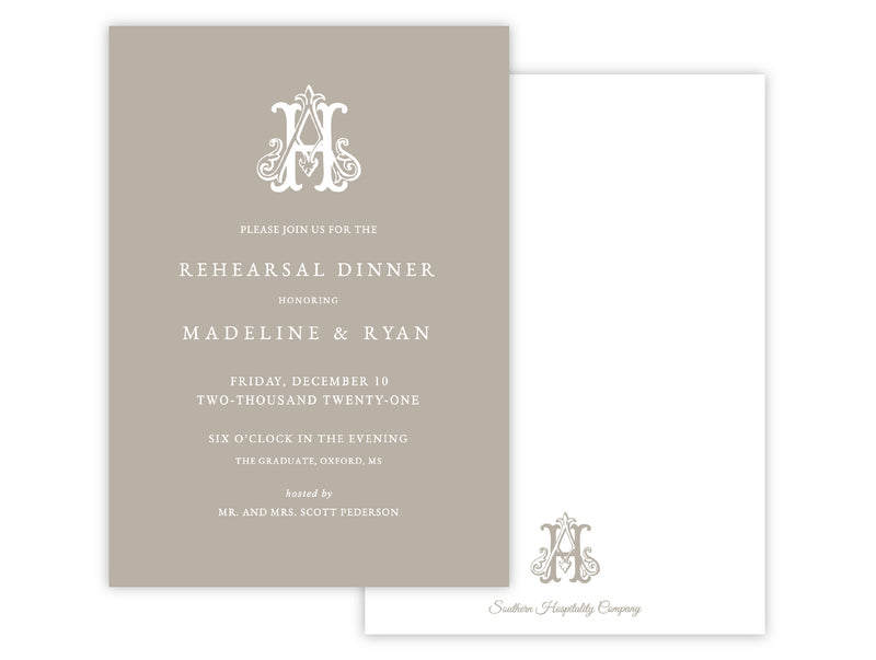 Rehearsal Dinner Monogrammed Invitation