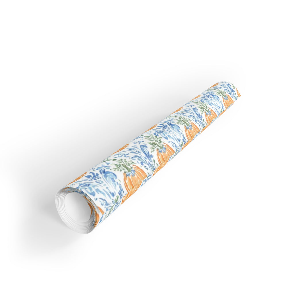 Damask Pumpkin Gift Wrap Roll