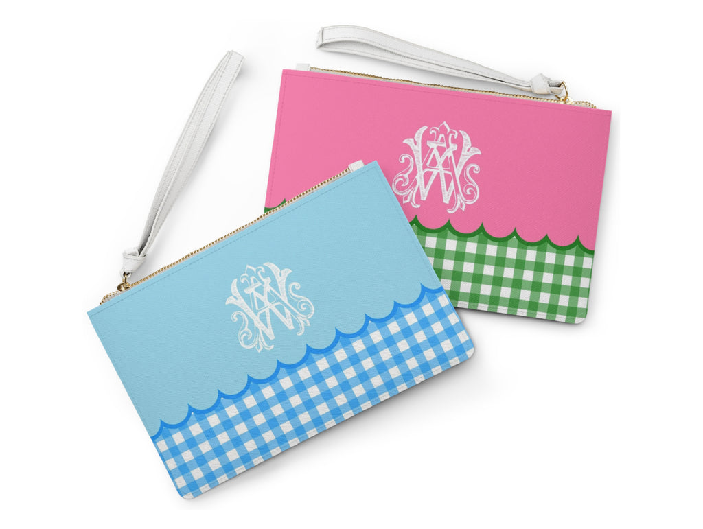 Scalloped Gingham Clutch Bag