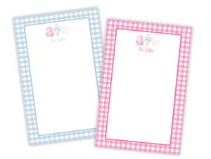 School Supplies Gingham Notepad