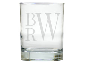 Stacked Monogram Double Old Fashion Engraved Glassware