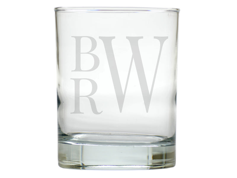 Stacked Monogram Double Old Fashion Engraved Glassware