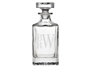 Stacked Monogram Engraved Glass Decanter