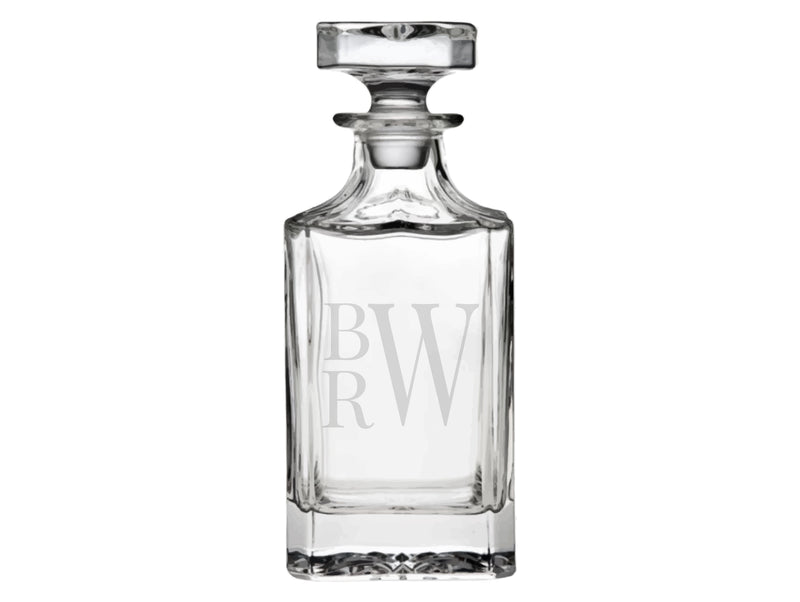 Stacked Monogram Engraved Glass Decanter
