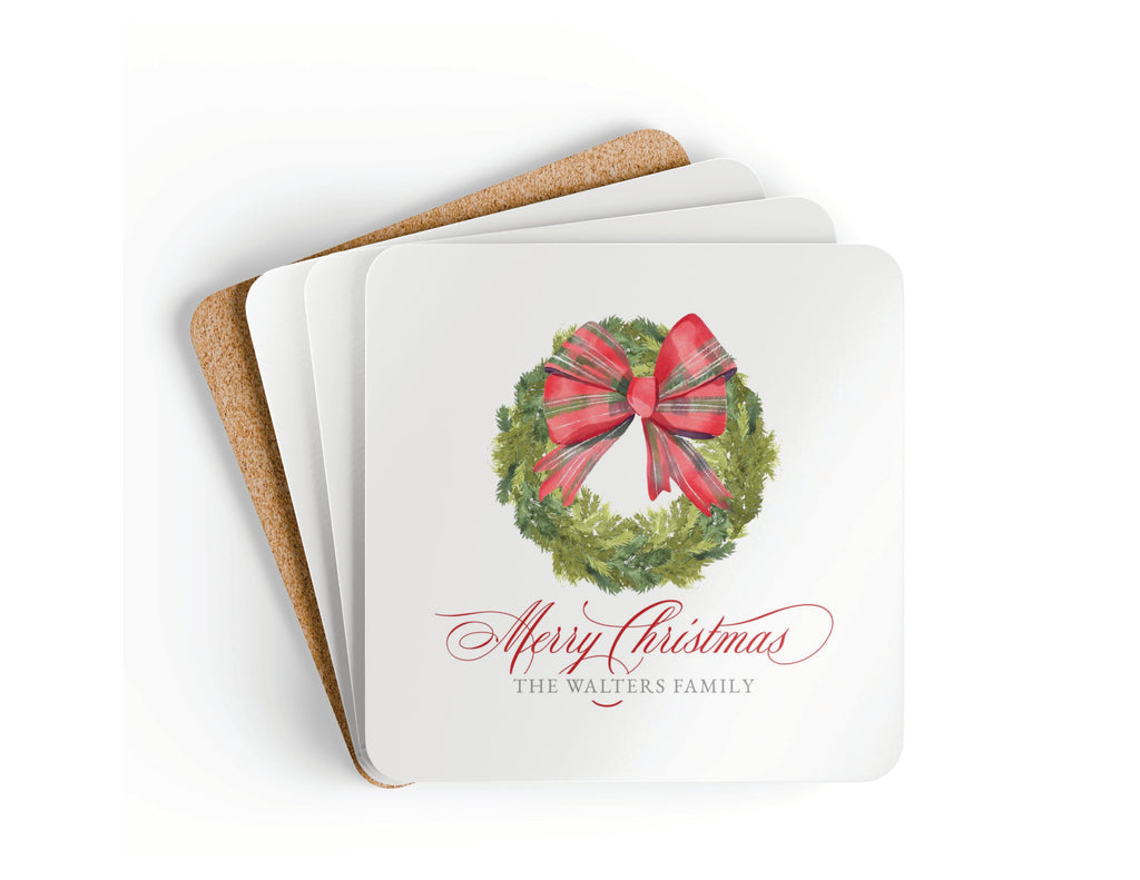 Tartan Bow Wreath Coasters