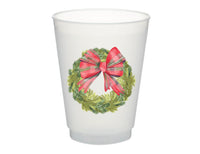 Tartan Bow Wreath Frosted Cups, Set of 10