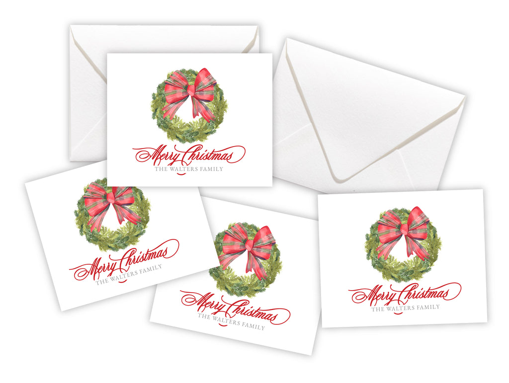 Tartan Bow Wreath Enclosure Cards