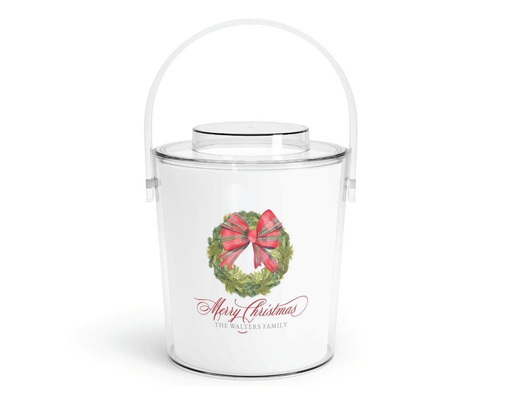 Tartan Bow Wreath Acrylic Ice Bucket
