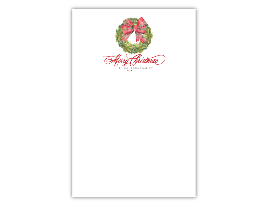 Tartan Bow Wreath Notepad