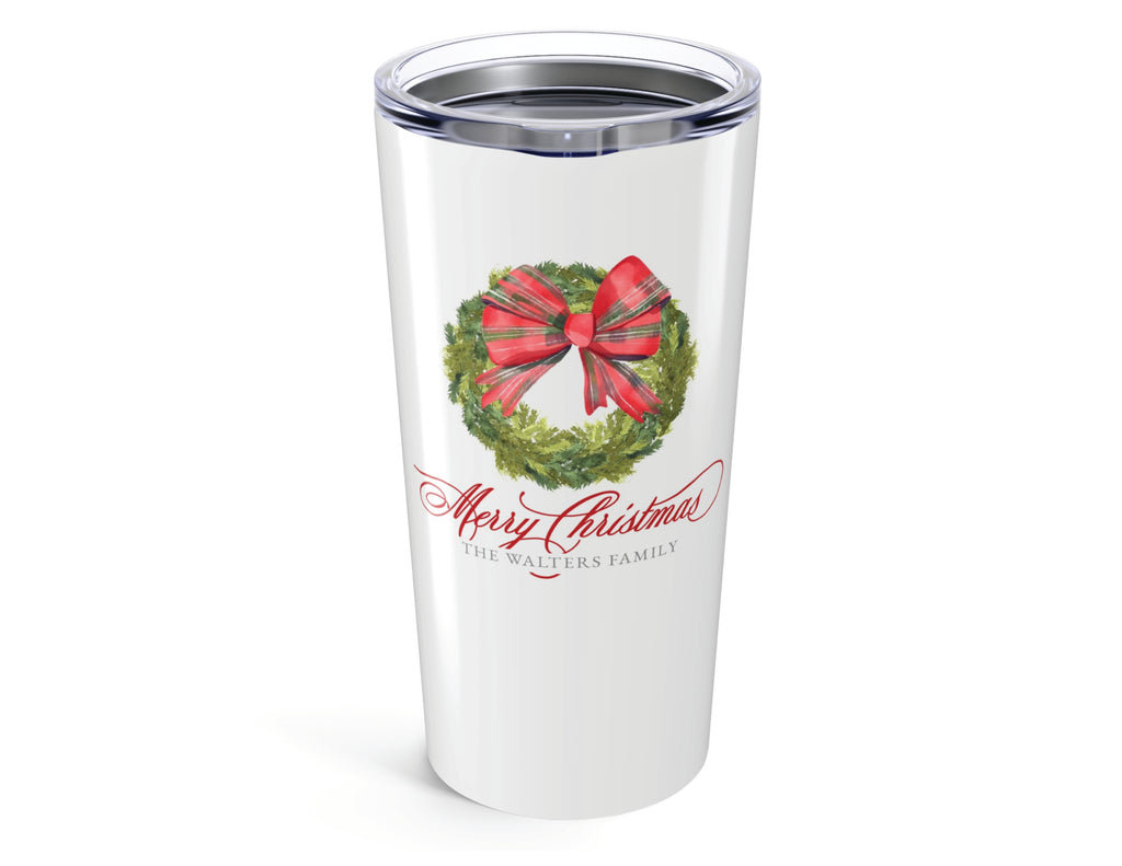Tartan Bow Wreath 20oz Tumbler
