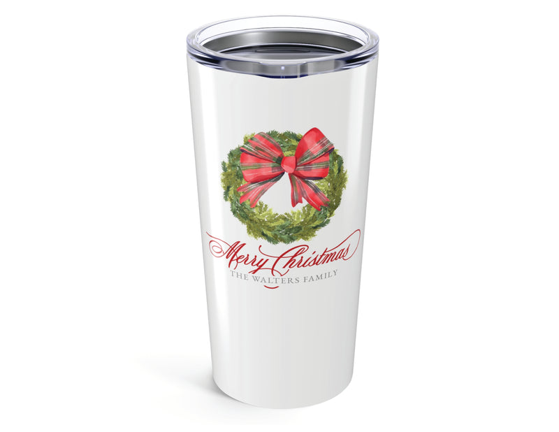Tartan Bow Wreath 20oz Tumbler