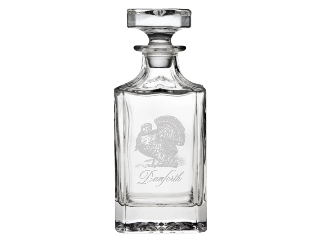 Toile Turkey Engraved Glass Decanter
