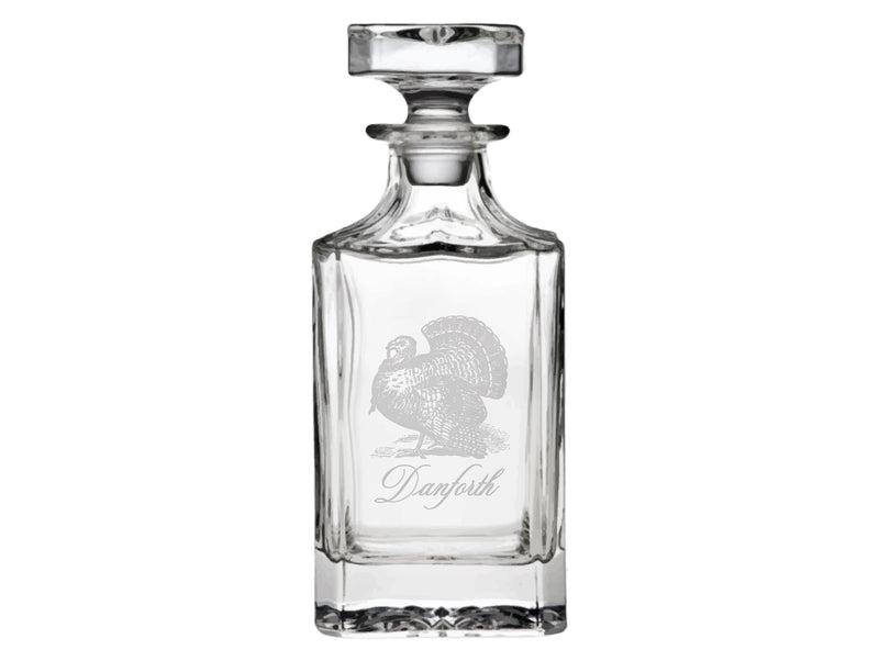 Toile Turkey Engraved Glass Decanter