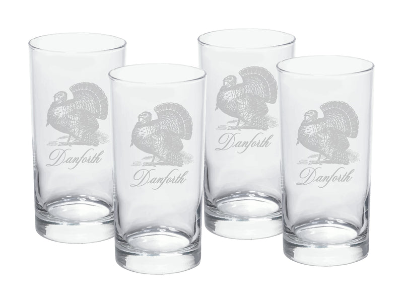 Toile Turkey Engraved High Ball Glasses
