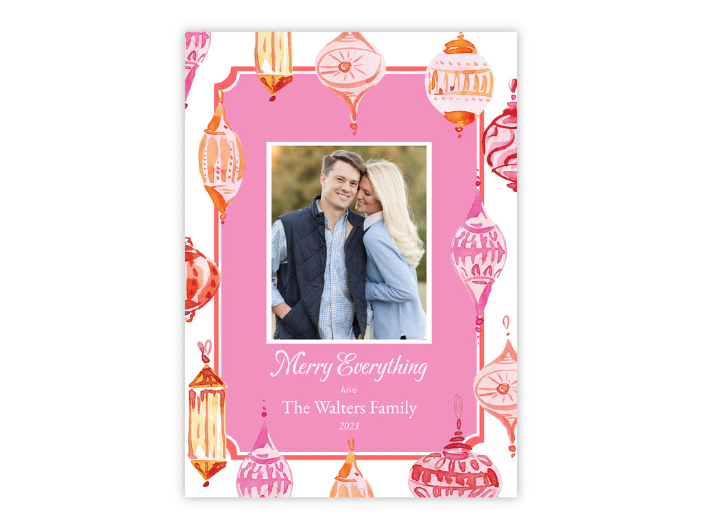 Holiday Card: Trinkets & Trimmings Pink/Orange