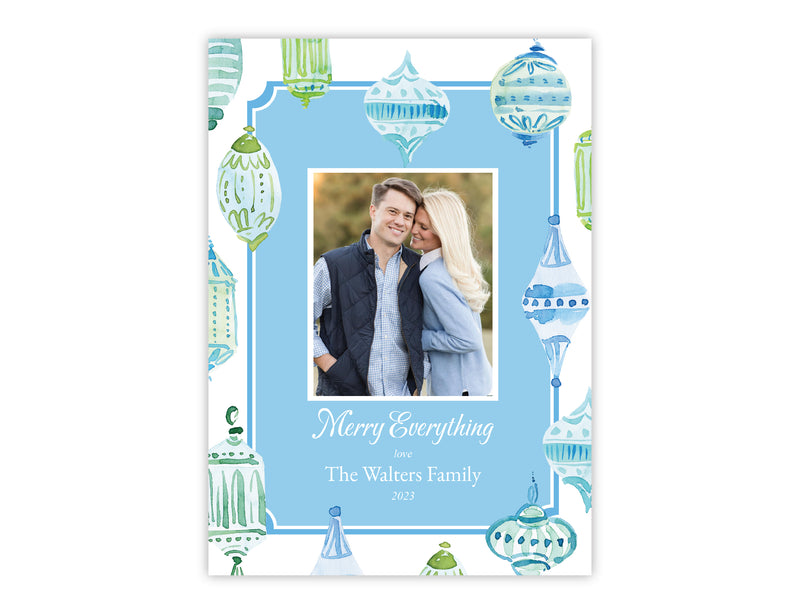 Trinkets & Trimmings Blue/Green Holiday Card