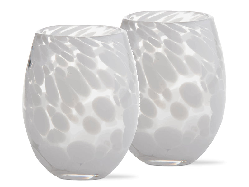 White Confetti Stemless Glasses