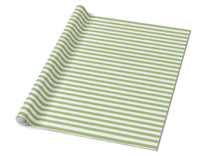 White Hydrangea Green Stripe Gift Wrap Roll