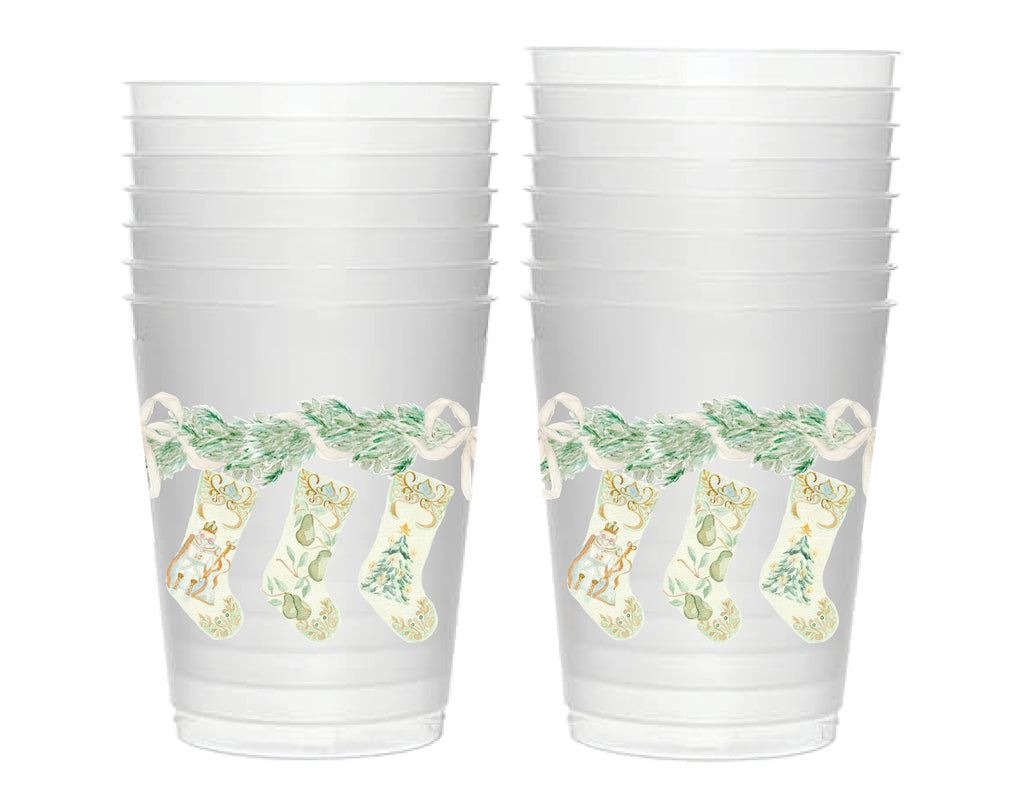 Williamsburg Christmas Frosted Cups, Set of 10