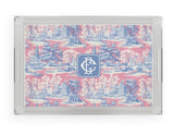 Pink & Blue Winter Chinoiserie Acrylic Tray