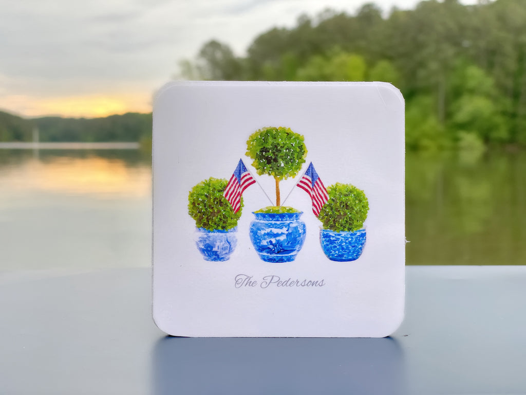 Patriotic Boxwood Coasters