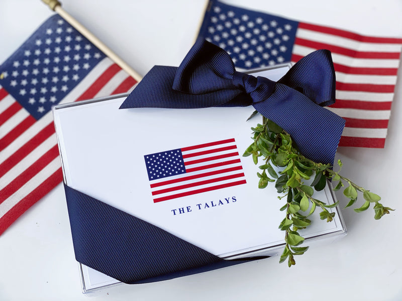 American Flag Fold-Over Stationery