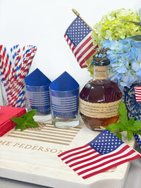 American Flag Double Old Fashion Engraved Glasses