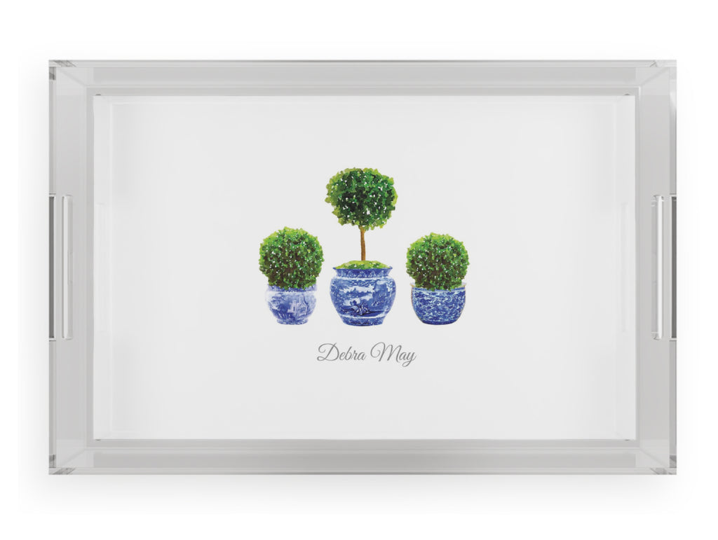 Boxwood Topiary Acrylic Serving Tray