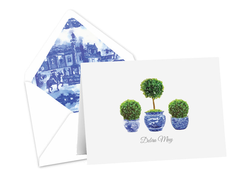 Boxwood Topiary Fold-Over Stationery