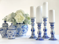 Blue & White Candlesticks, Small or Large, Set of 2