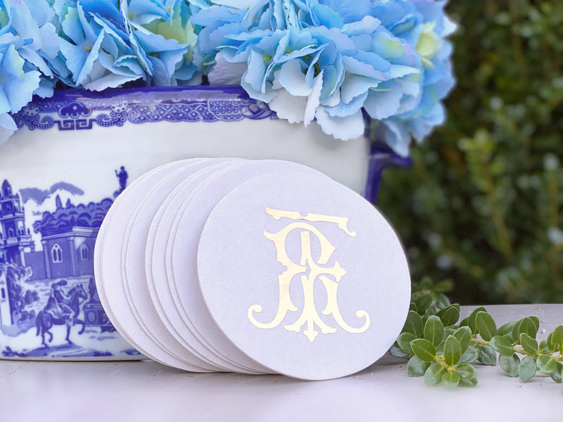 Monogram Foil Stamped Coasters
