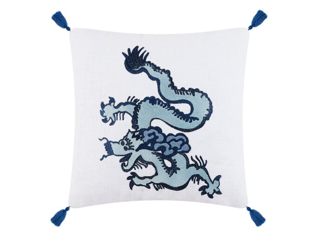 Dragon Embroidered Tassel Pillow
