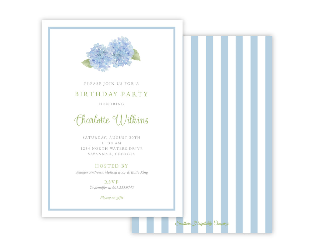 Pale Blue Hydrangea Invitation